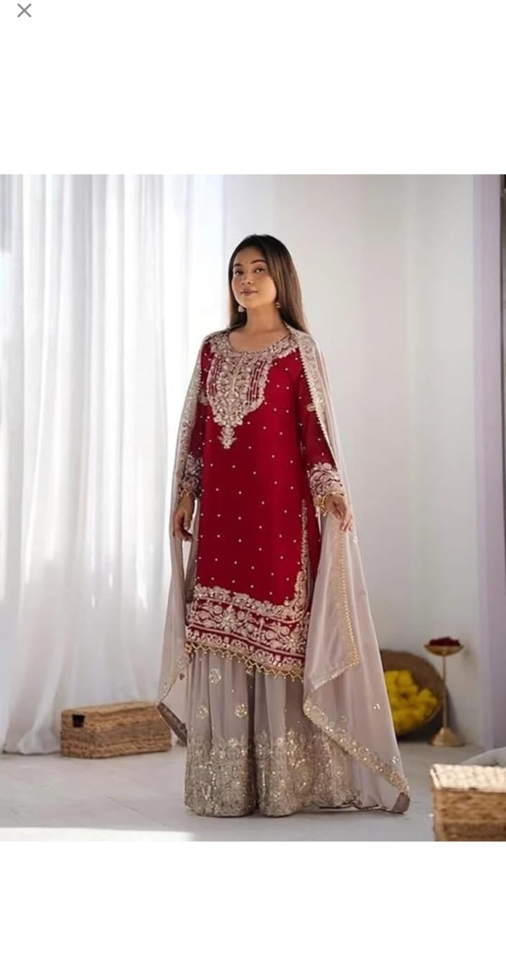 Crimson Embroidered Kurta Set