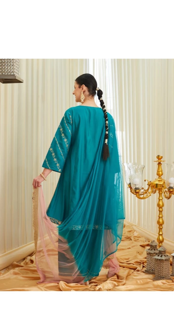 Teal Festive Kurta Set