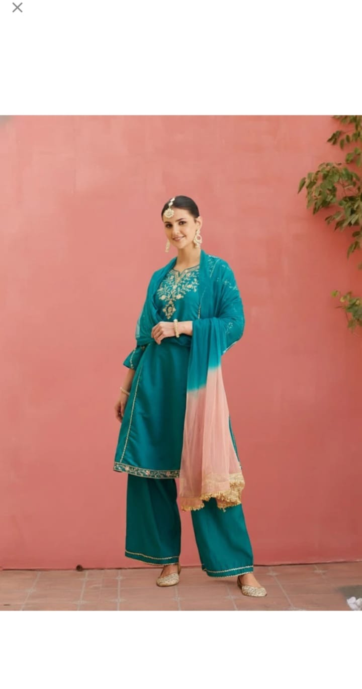 Teal Festive Kurta Set