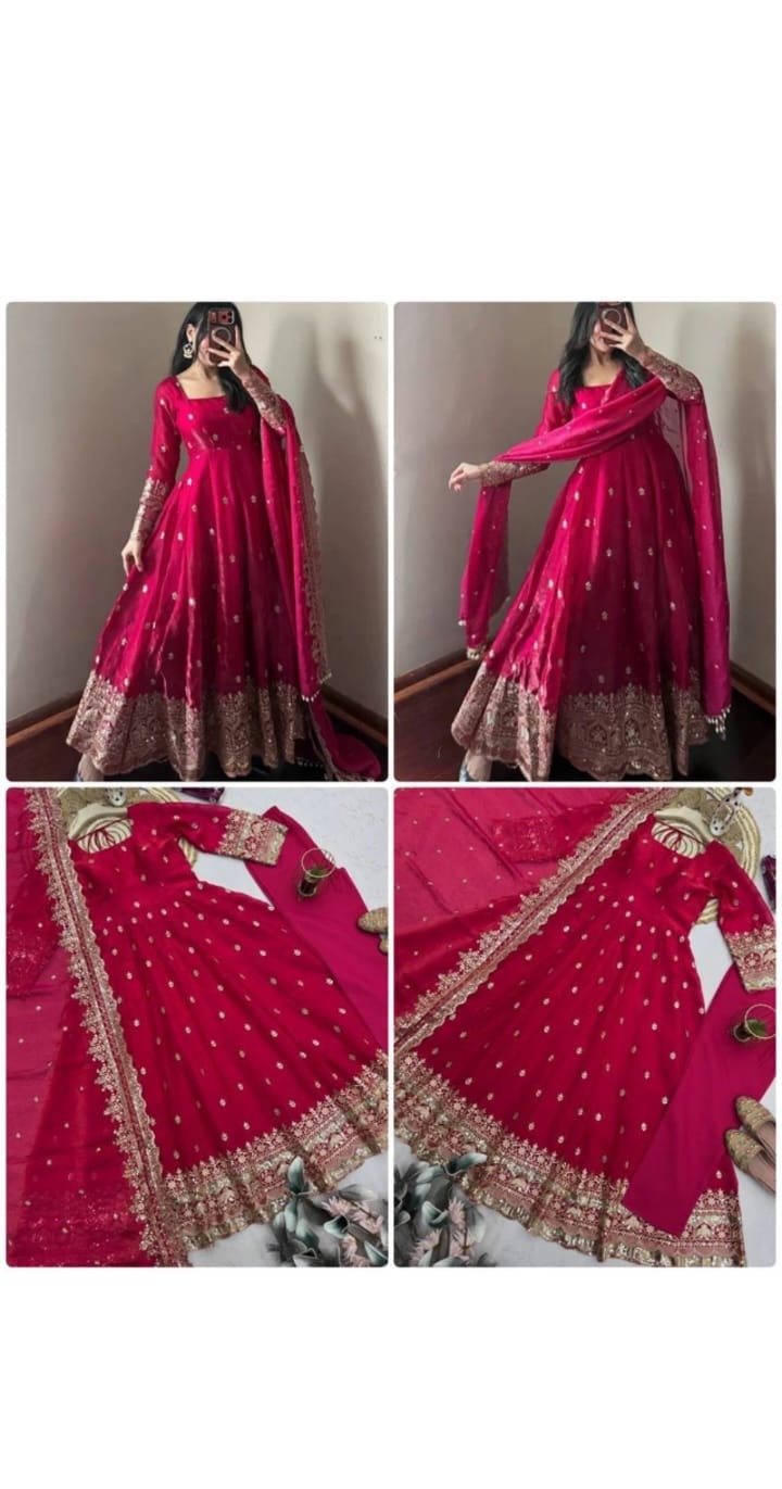 Magenta Embroidered Lehenga Set