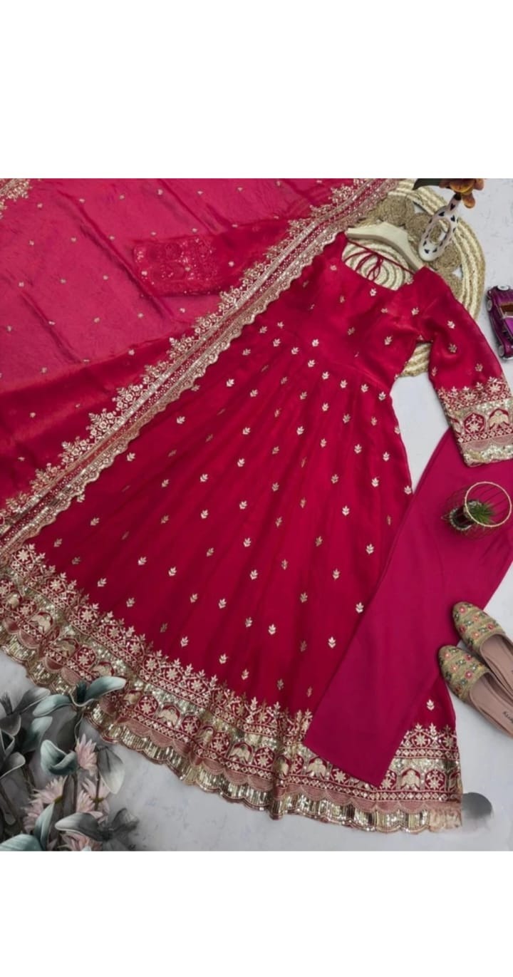 Mauve Embroidered Kurta Set