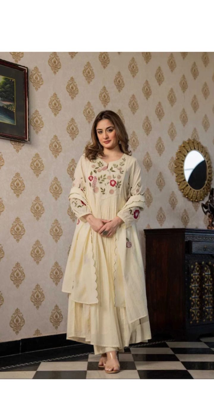 Mauve Embroidered Kurta Set