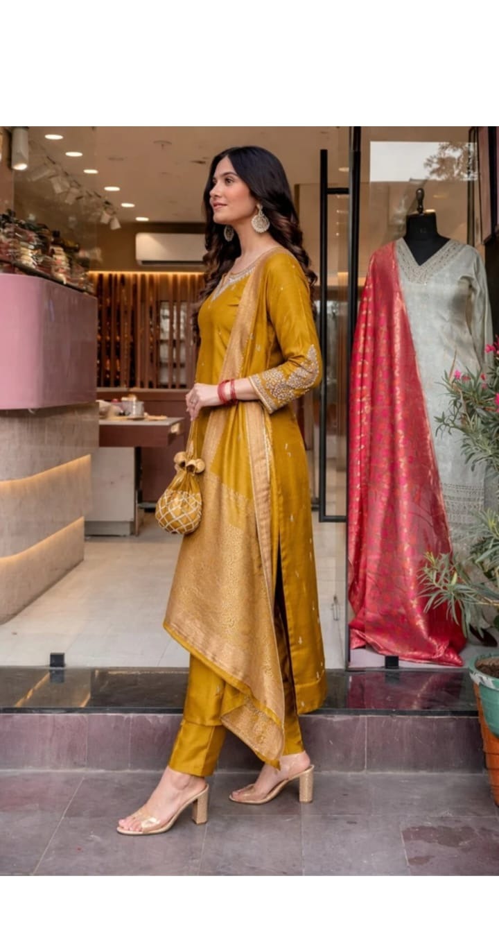 Yellow Embroidered Lehenga Set