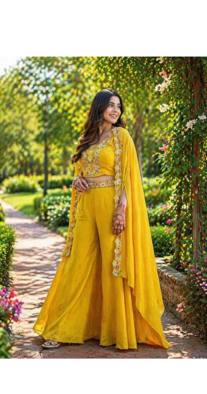 Yellow Embroidered Lehenga Set