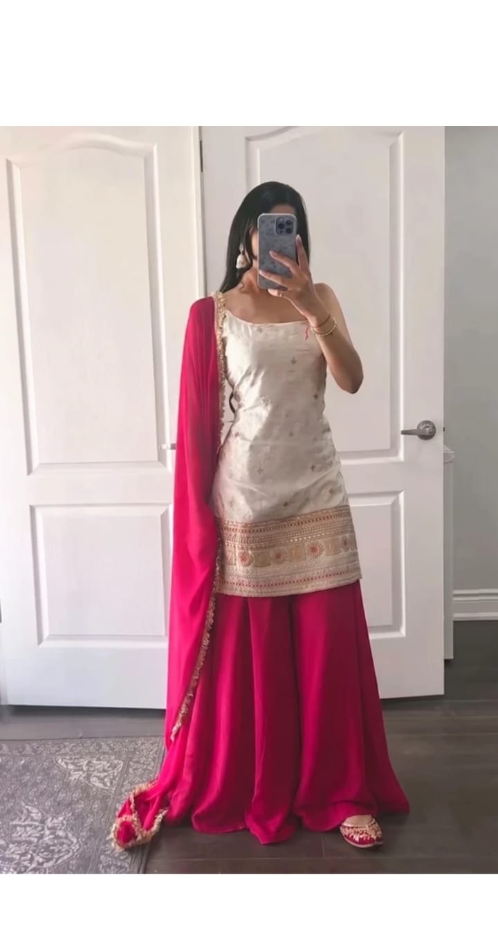 Red Embroidered Kurta Set