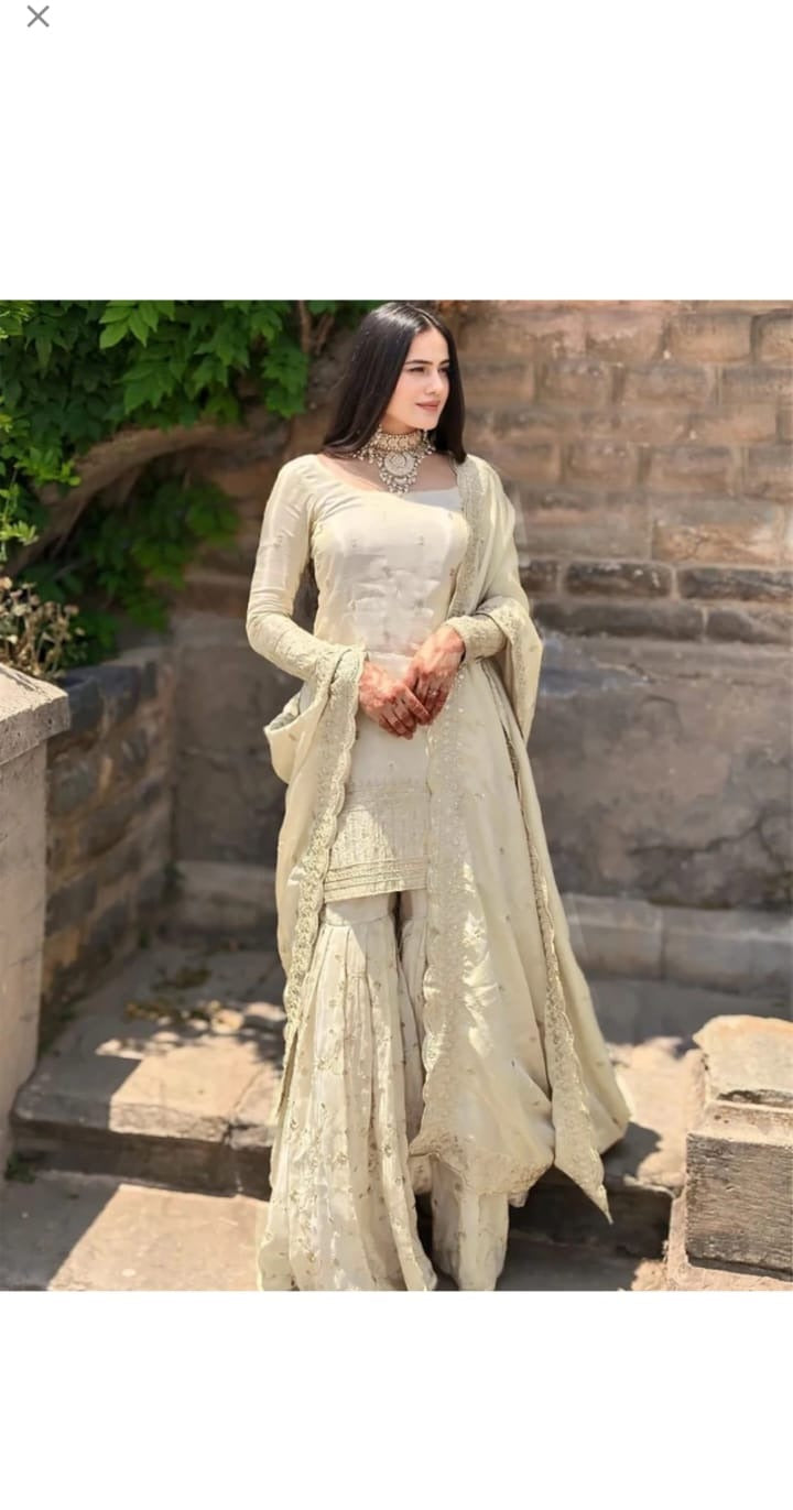 Aqua Embroidered Kurta Set