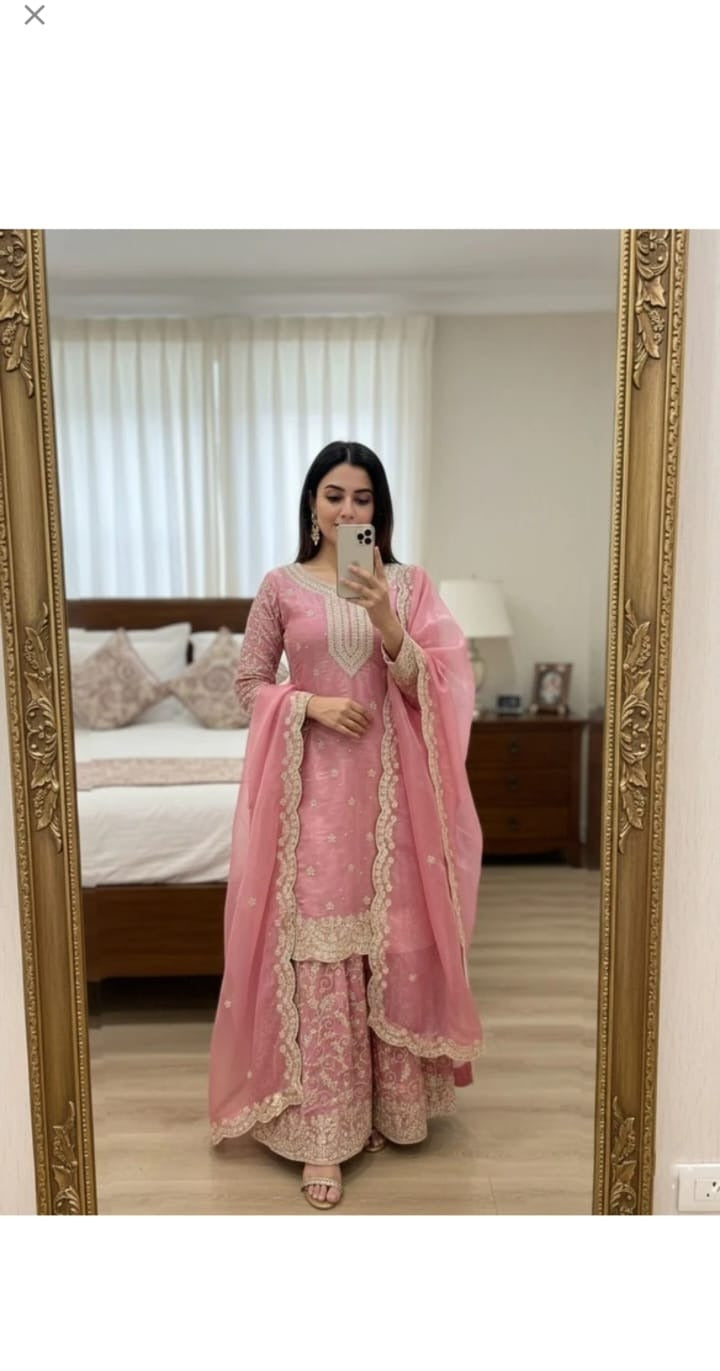 Aqua Embroidered Kurta Set