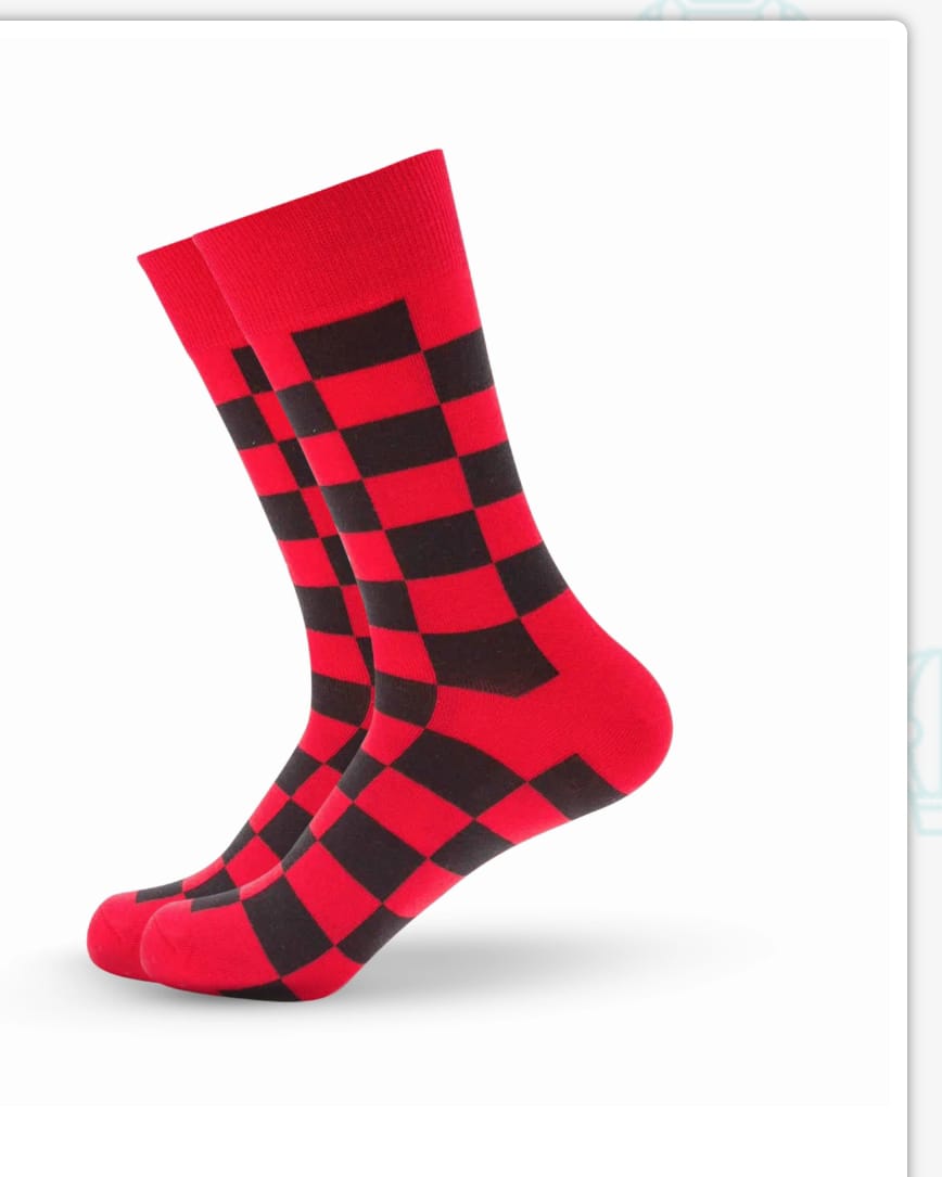 Red and Black Checker Crew Socks