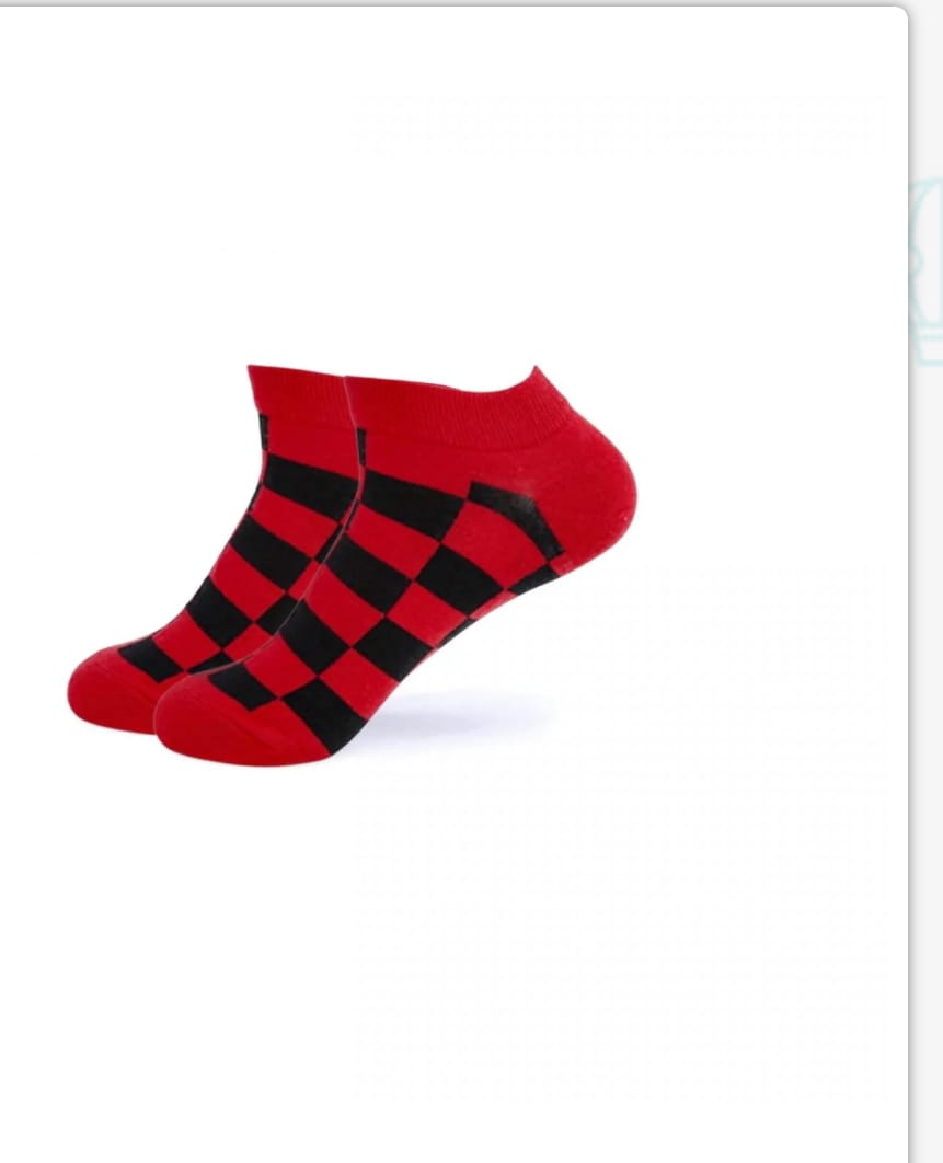 Red and Black Checker Ankle Socks