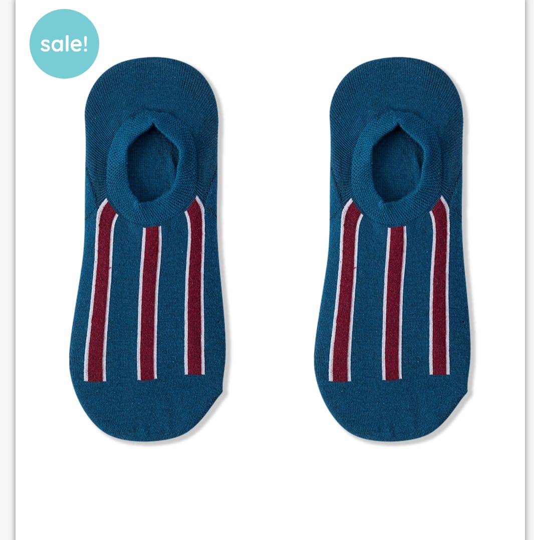 Teal Stripe No-Show Socks