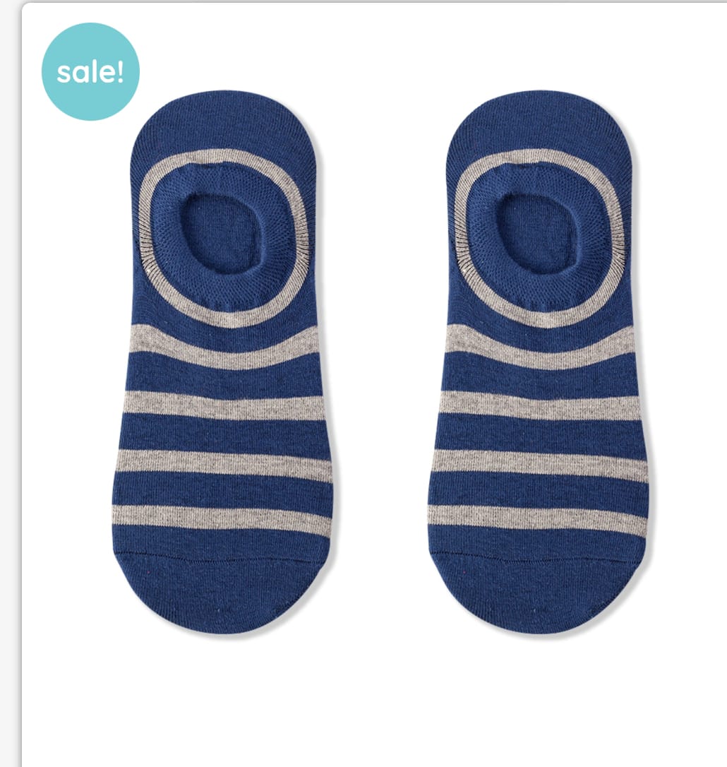 Navy Striped No-Show Socks
