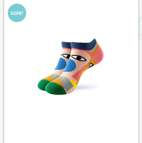 Abstract Face Ankle Socks