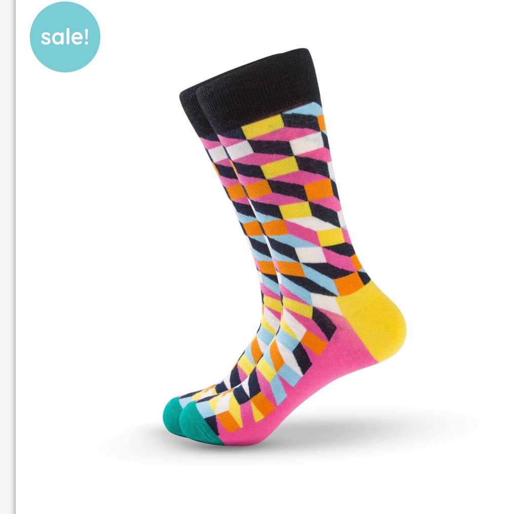 Multicolor Mosaic Crew Socks
