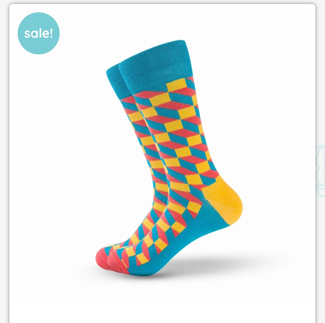 Teal Geometric Crew Socks